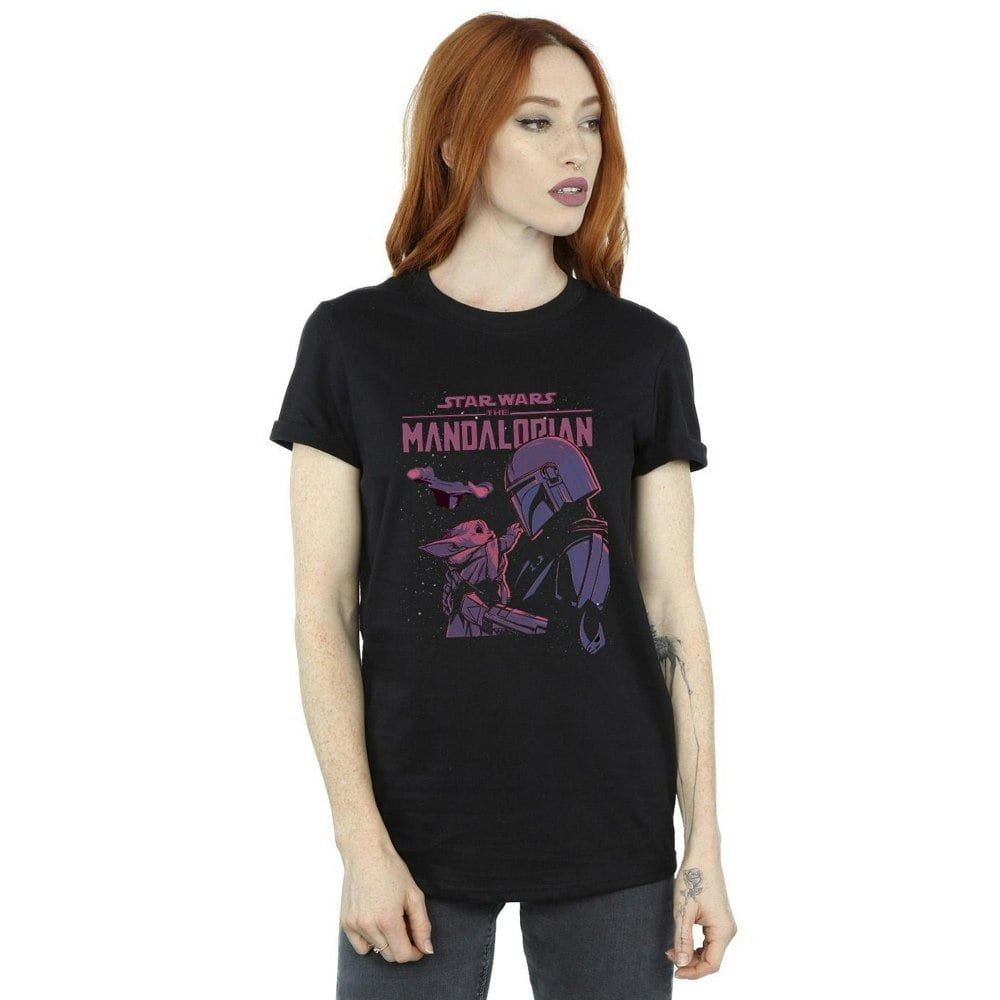 Star Wars Womens/Ladies The Mandalorian Hello Friend Cotton Boyfriend T-Shirt - Black