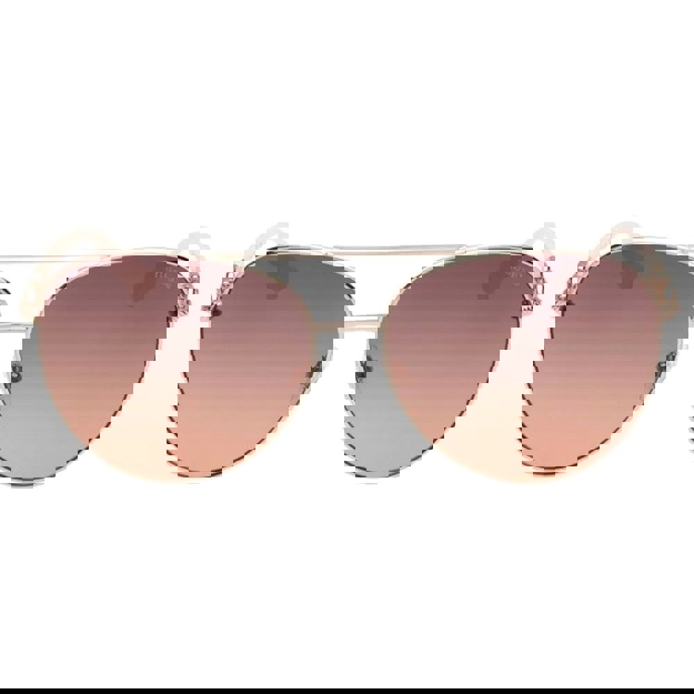 Guess Gradient Bordeaux Lens Shiny Rose Gold Sunglasses One Size