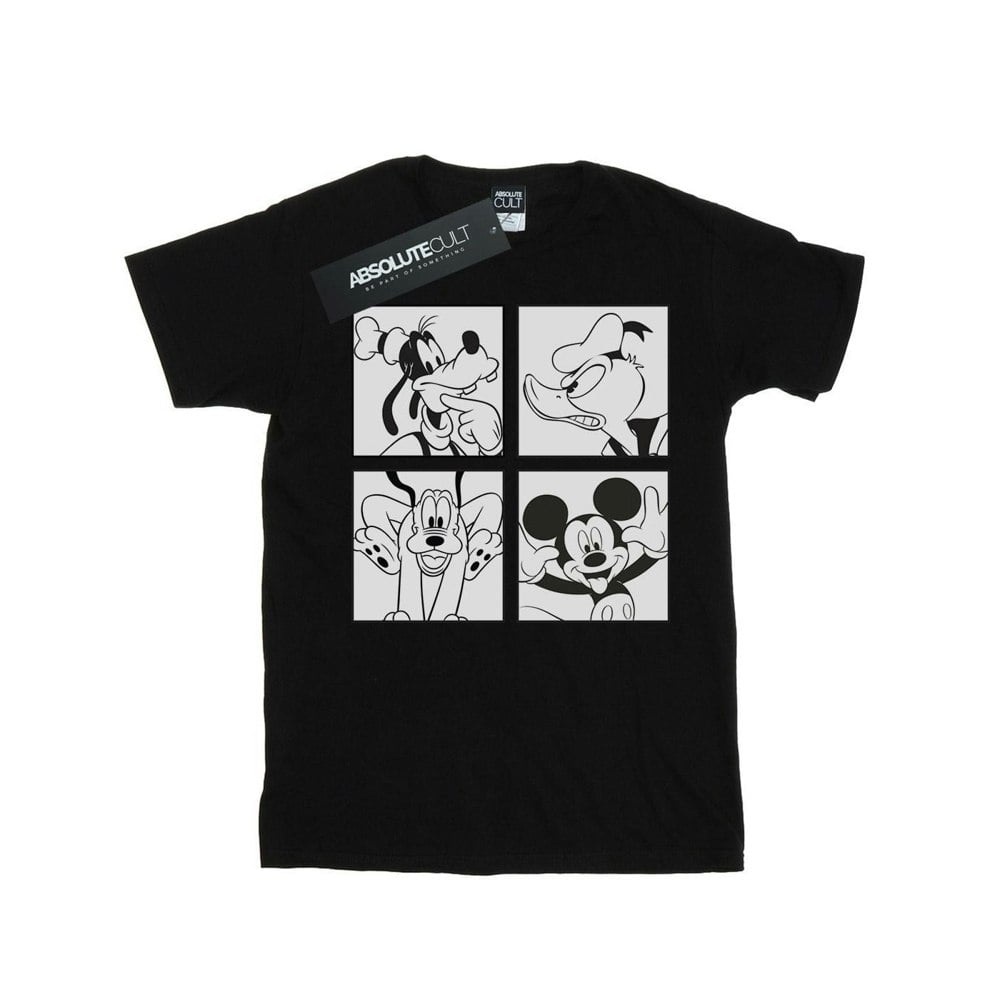 Disney Mens Mickey, Donald, Goofy And Pluto Boxed T-Shirt - Black