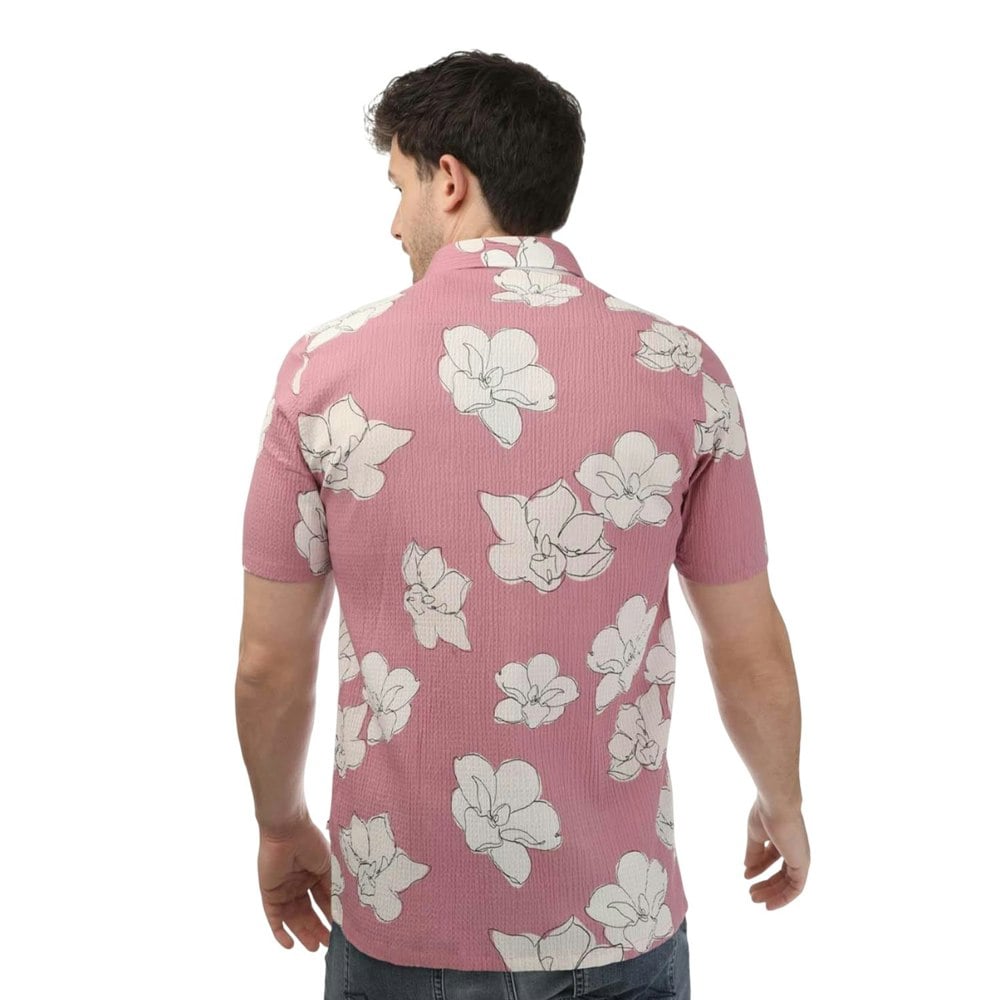 Ted Baker Unisex Adult Coving Floral Seersucker Short-Sleeved Shirt - Pink