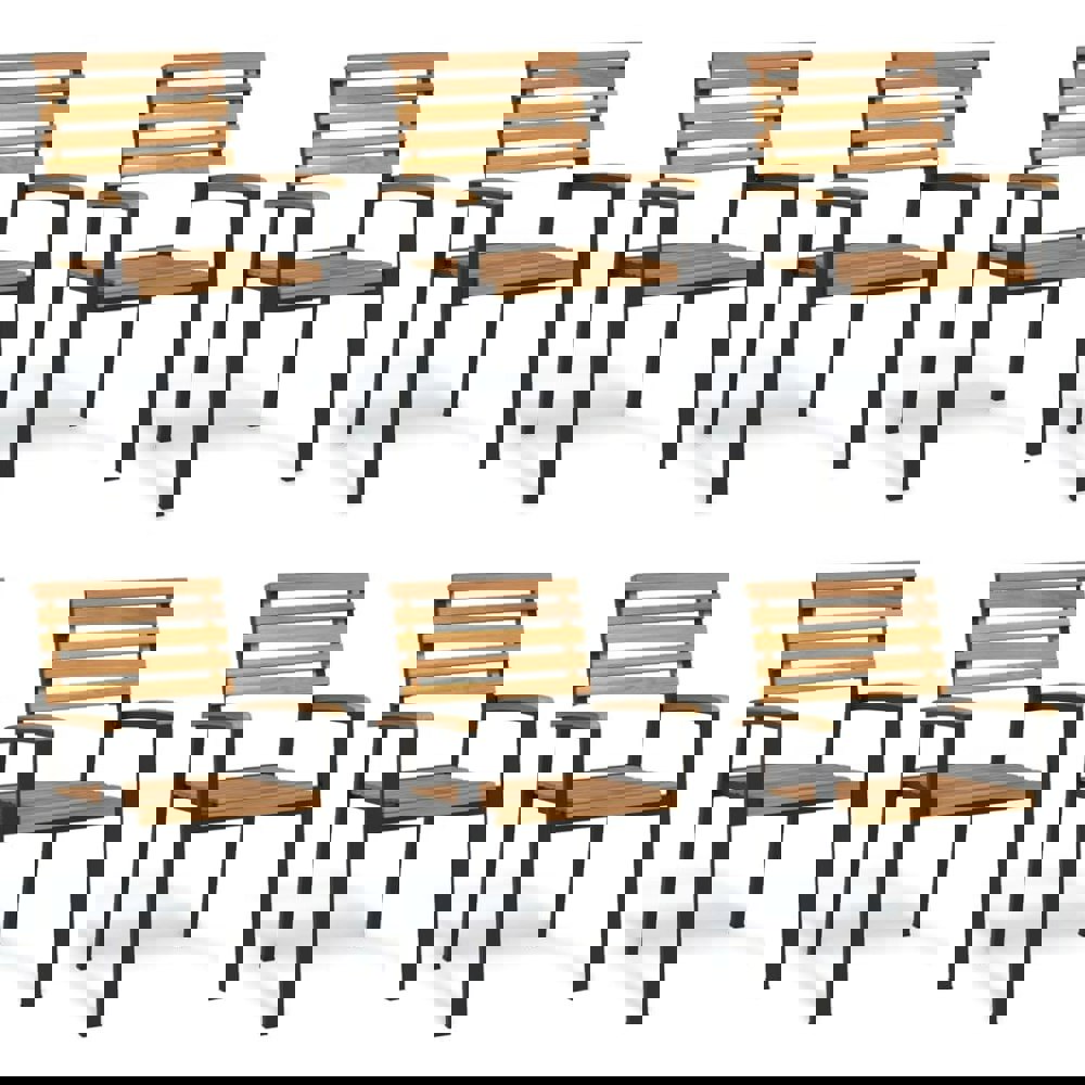 Berkfield Stackable Garden Chairs 6 pcs Solid Wood Acacia and Metal