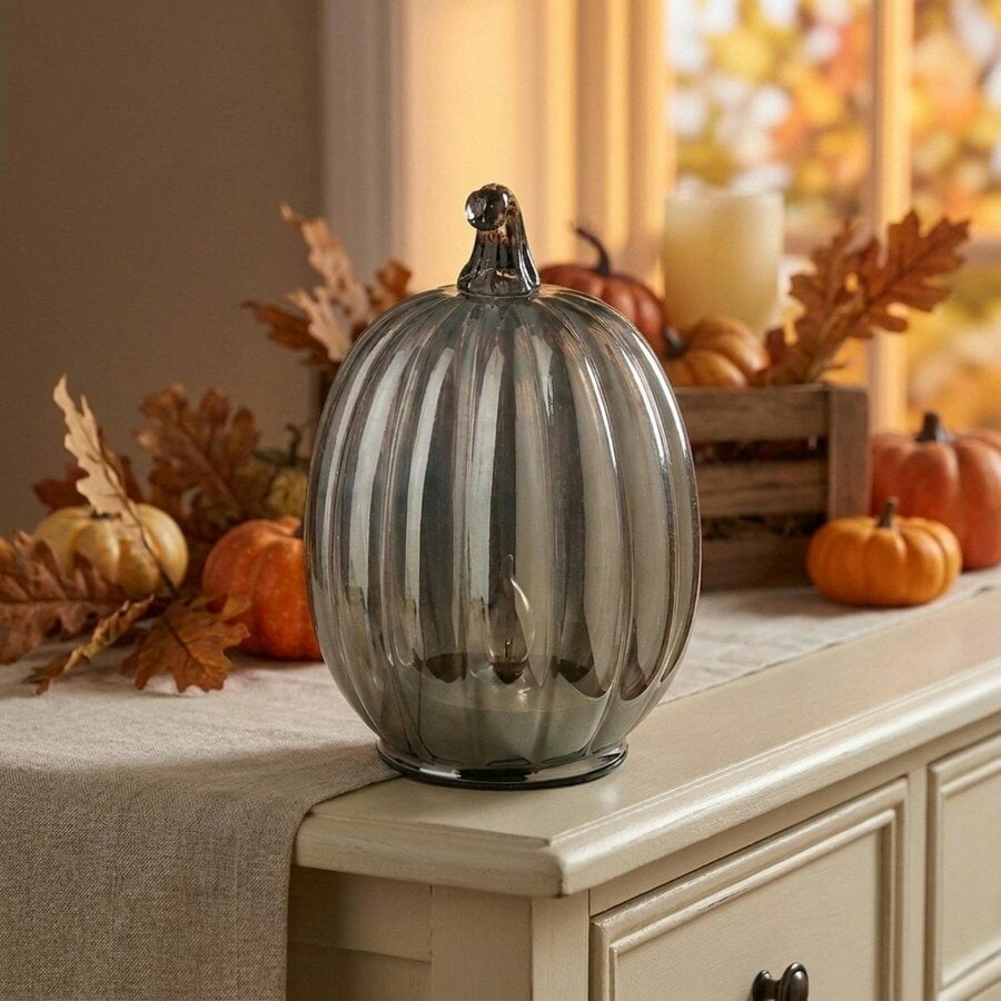 Garden Greatness Decorative Light Up Glass Pumpkin Ornament