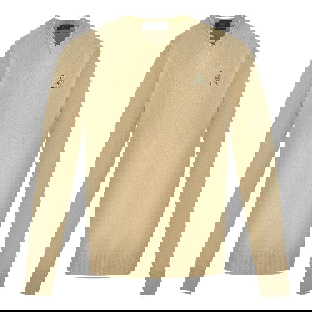 Aquascutum A Logo V Neck Jumper - Beige