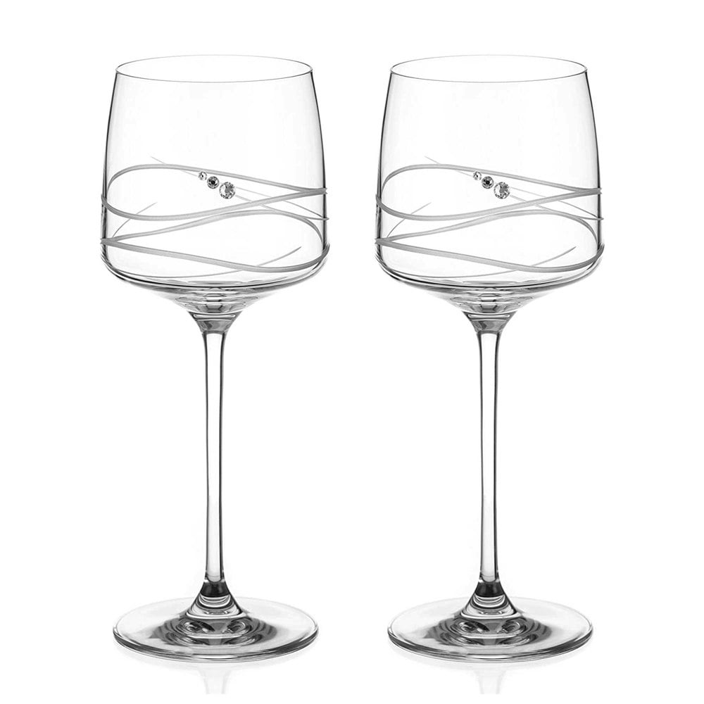 Diamante Soho Wine Glasses Adorned with Swarovski Crystals - Set of 2