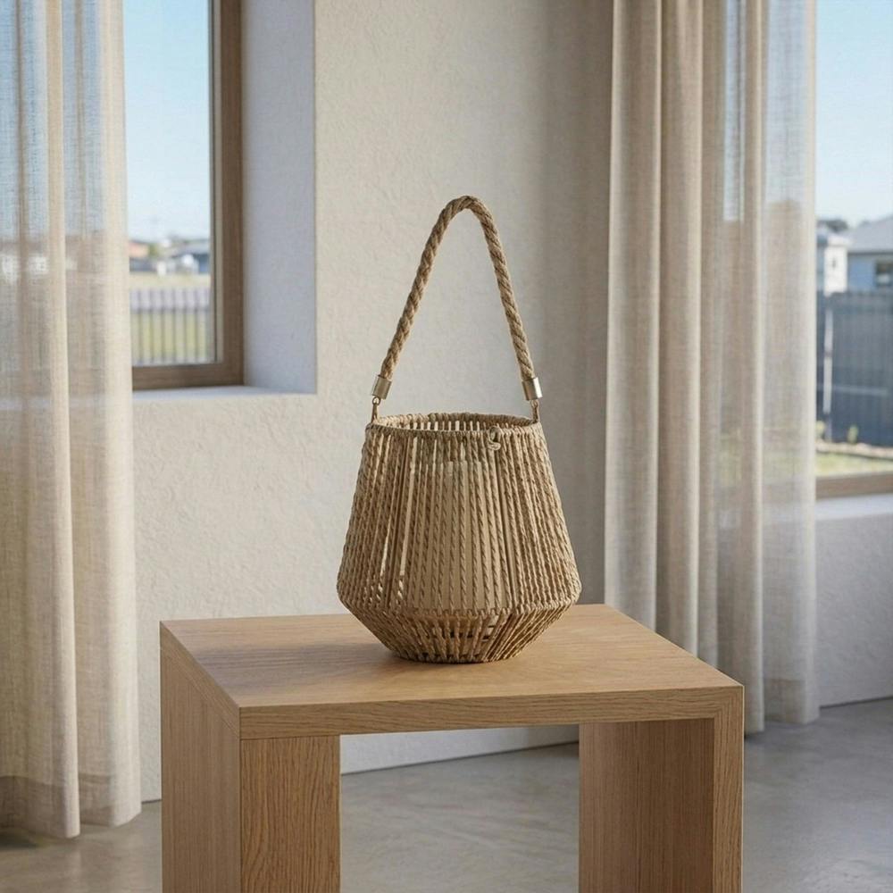 Garden Greatness Braided Paper Lantern with Rope Handle Statement Light