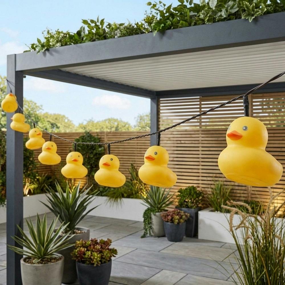 Garden Greatness Playful Rubber Duck Solar String Lights
