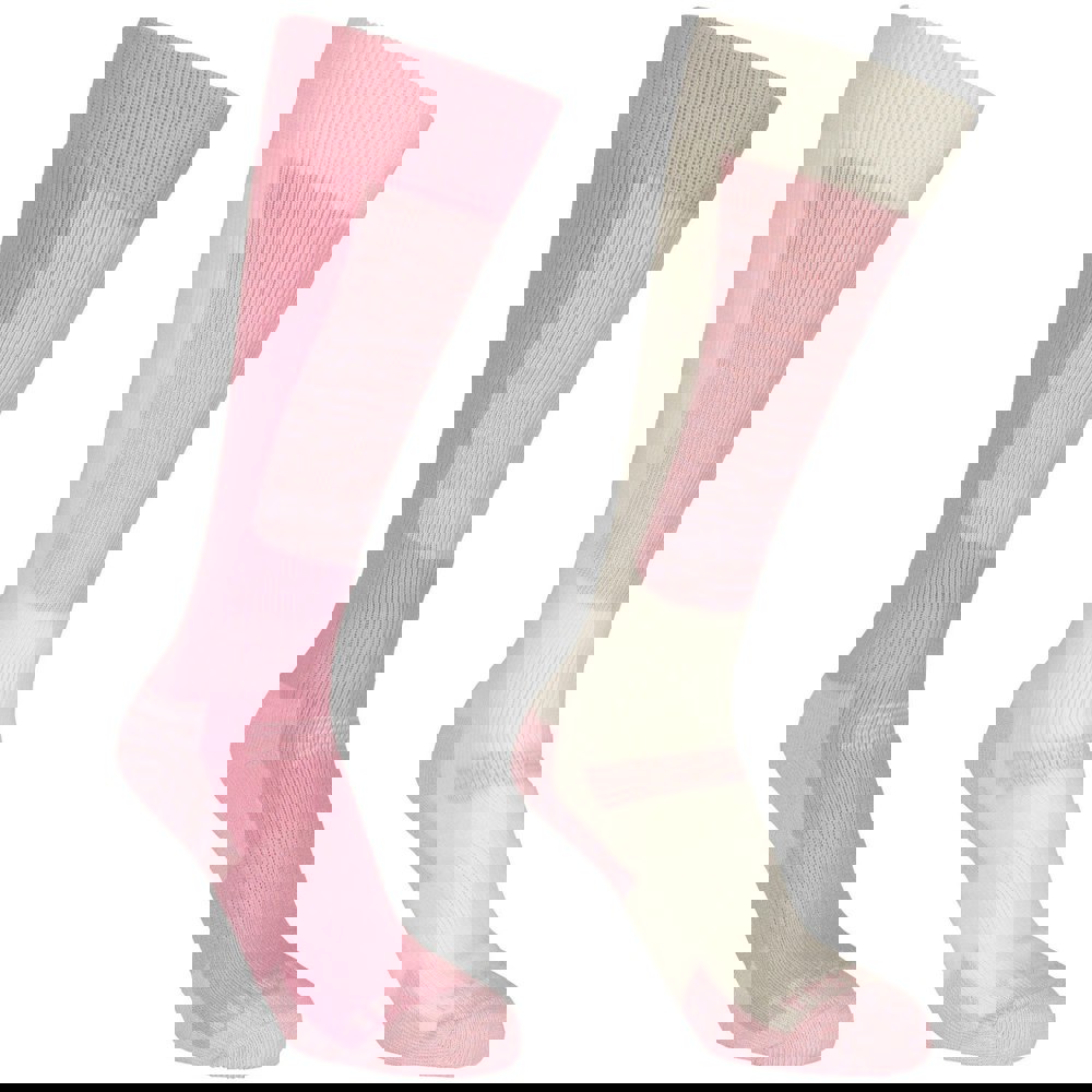 Trespass Childrens/Kids Convex Ski Socks (Pack of 2) - Candy Pink/Off White
