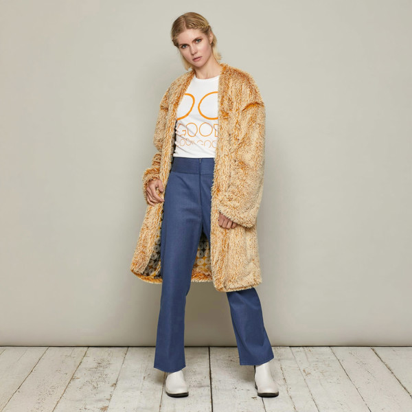 Bo Carter Anja Faux Fur Coat - Yellow