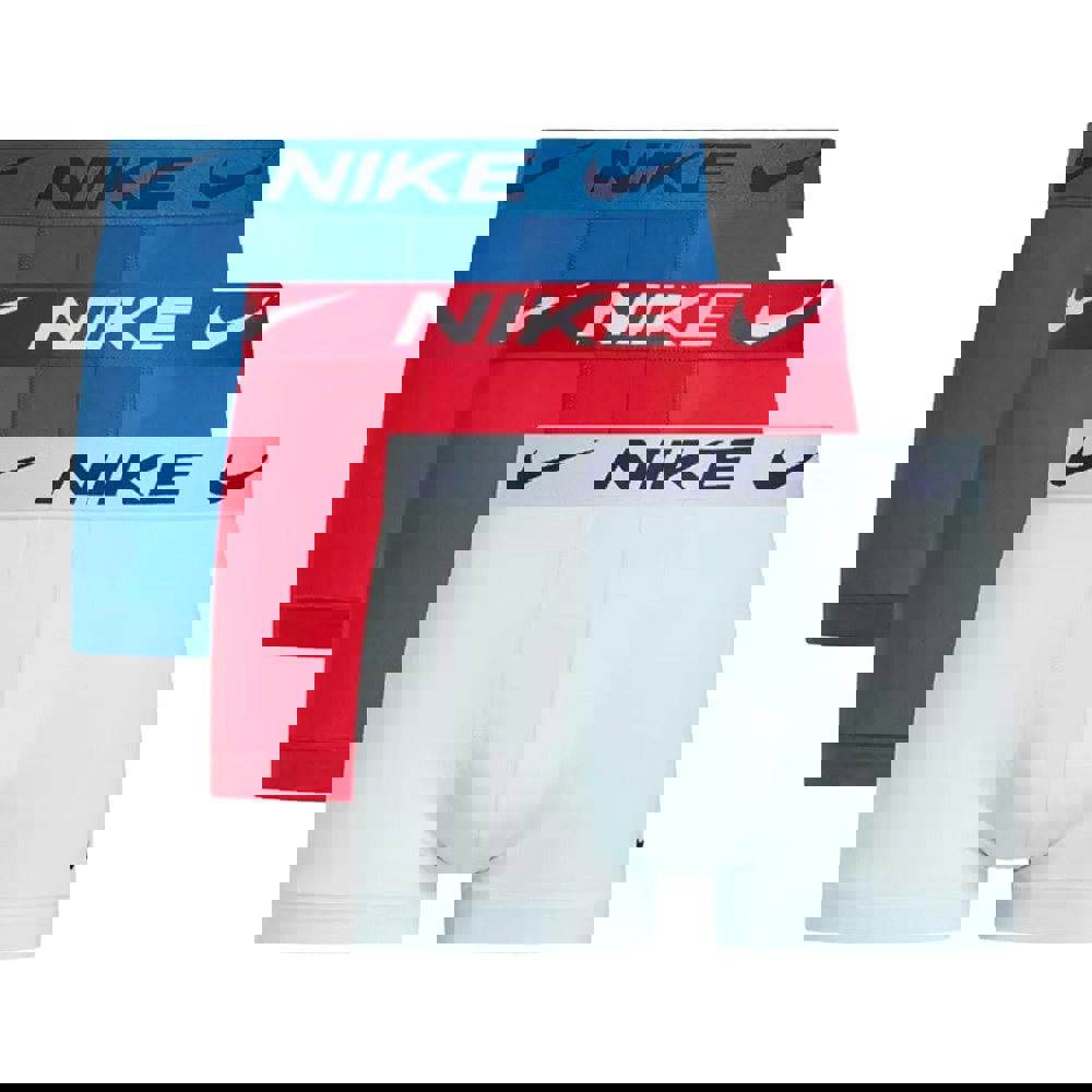 Nike Mens Essential Micro Dri-FIT Boxer Shorts (Pack of 3) - White/Blue/Red