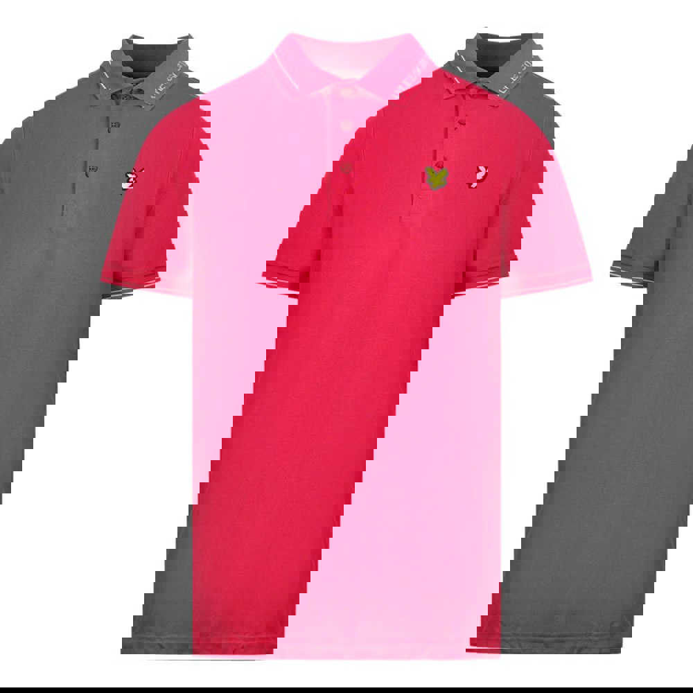 Lyle & Scott Branded Collar Golf Polo Shirt - Cranberry