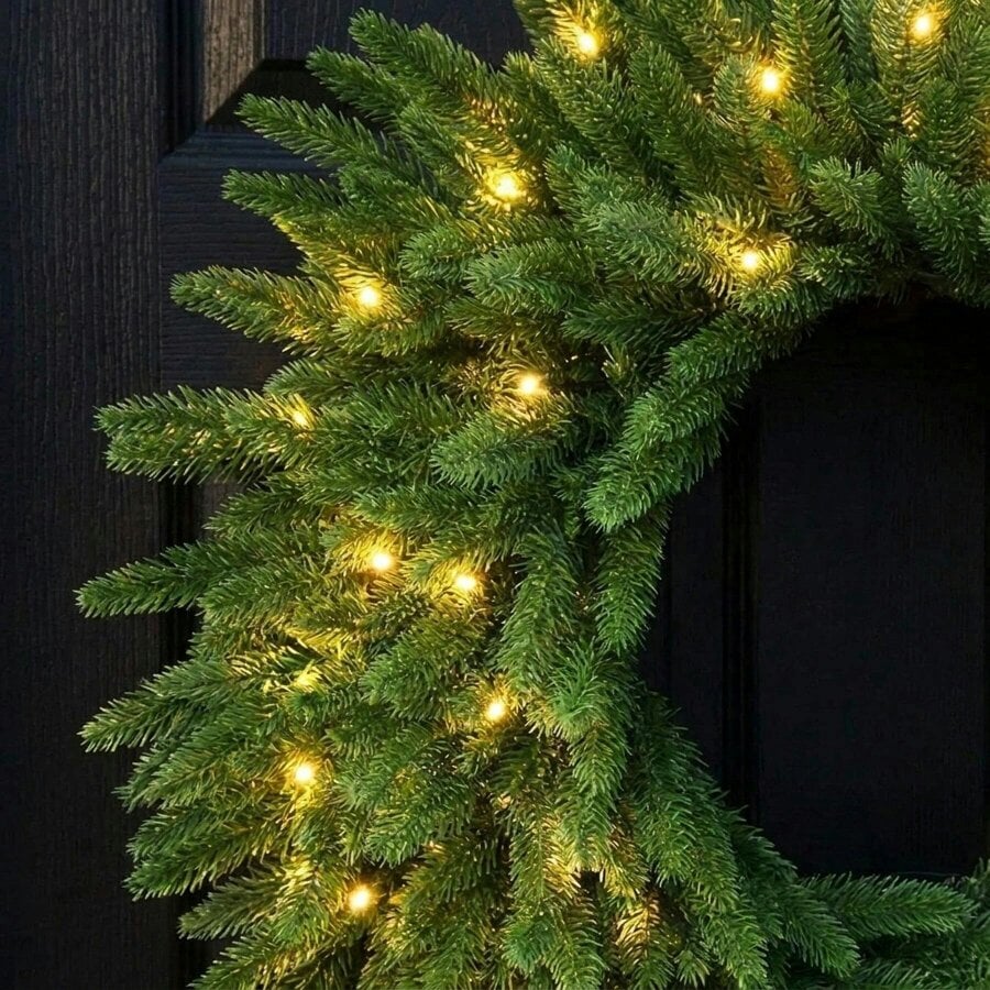 Garden Greatness Illuminated Evergreen Wreath with Micro-LEDs