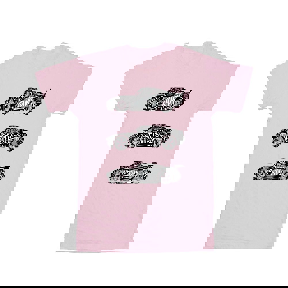 Disney Mens Cars Text Racers T-Shirt - Baby Pink