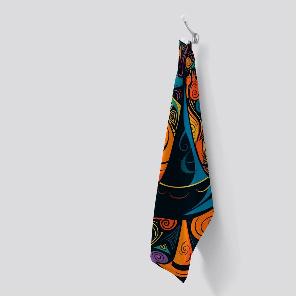 Warren Reed Imaginative Abstract Witches Hats Tea Towel