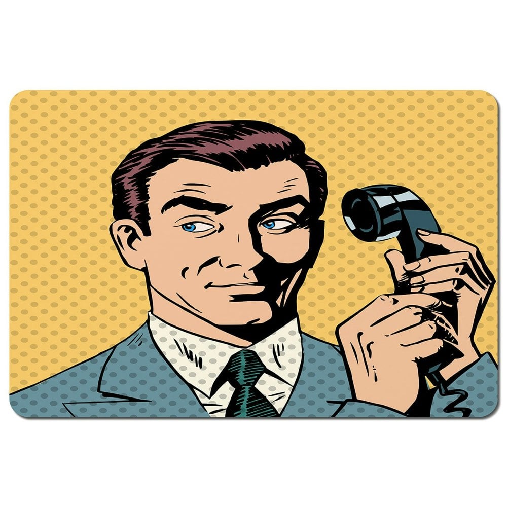Benjamin Tate Design Male businessman talking on the phone style pop art retro (Placemat)
