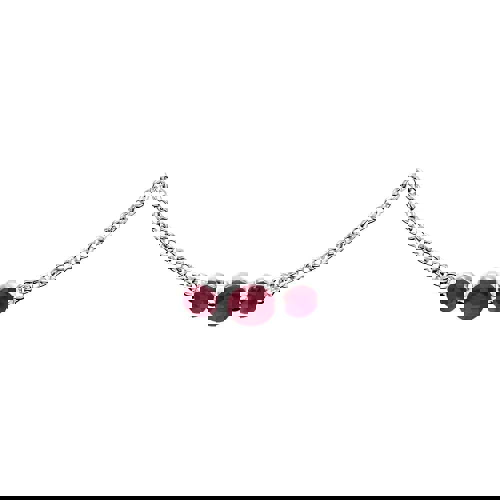 270L011105925 Classic Round Ruby Three Stone Gradient Bracelet In Sterling Silver 2