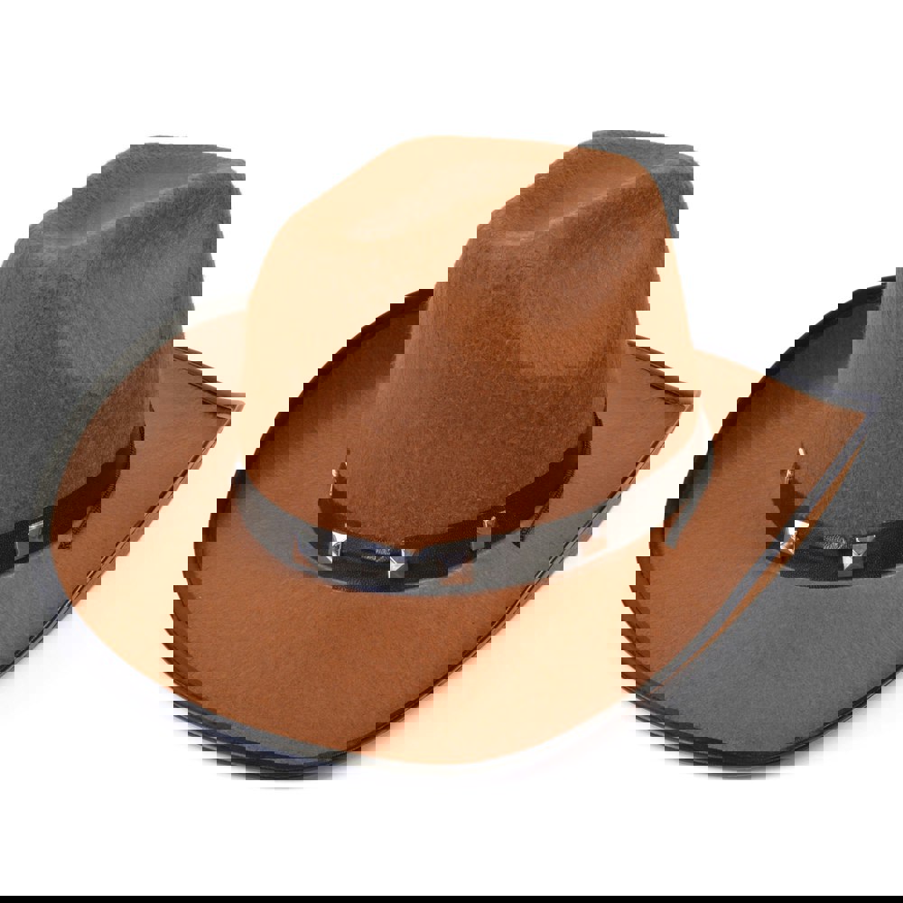 Bristol Novelty Unisex Adults Studded Cowboy Hat - Brown