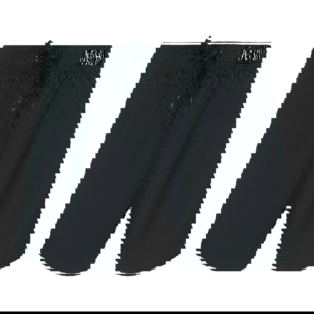 Moschino Branded Metal Logo Black Shorts - Black