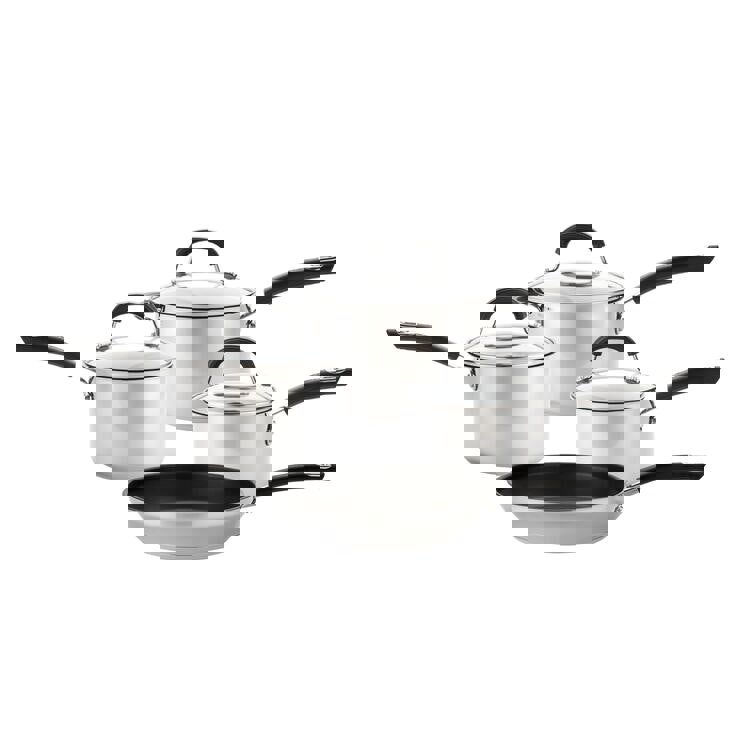 Circulon: Total Non-Stick Stainless Steel Skillet, Saucepan & Lid Pan Set - 4 Pieces