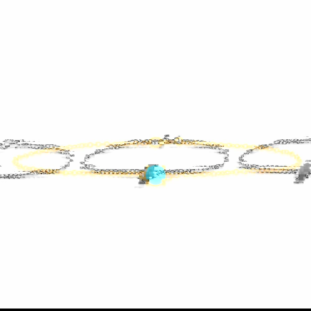 Classic Turquoise Cabochon Bracelet in 9ct Yellow Gold - Gemondo