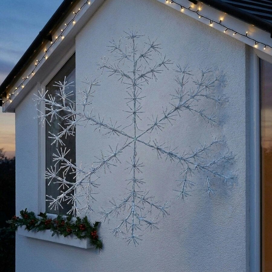 Garden Greatness Silver Starburst Snowflake LED Light with Timer