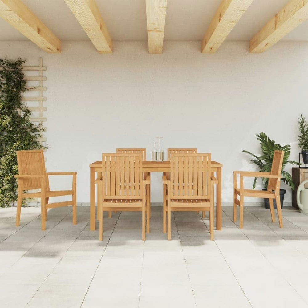 Berkfield 7 Piece Garden Dining Set Solid Wood Teak
