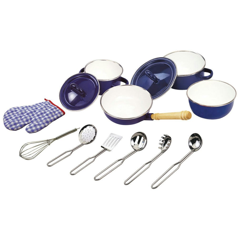 Tidlo 13 Piece Kitchenware Set - Includes 4 Enamel-Coated Pots And Pans