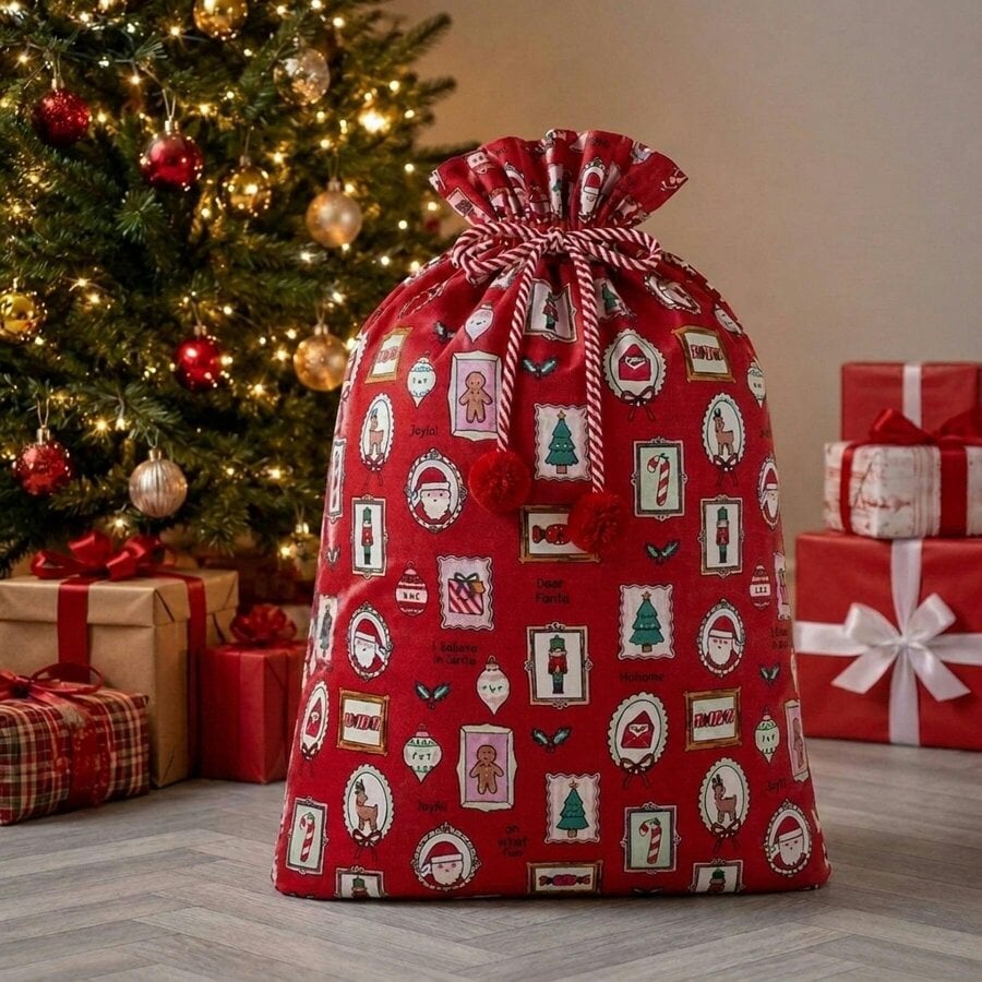 Garden Greatness Large Canvas Sleigh Bells Christmas Sack