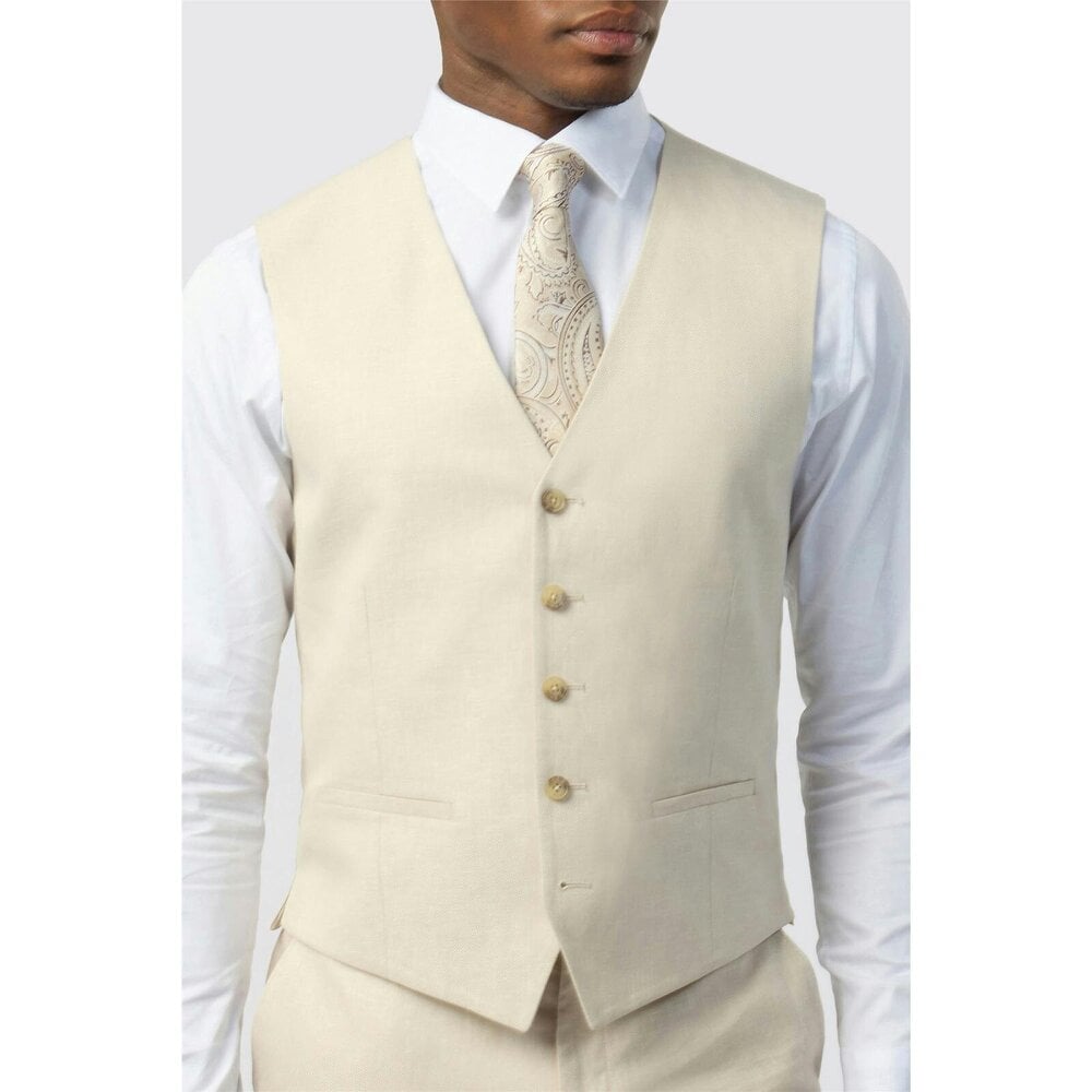 Ted Baker Tailored Fit Stone Linen Cotton Waistcoat