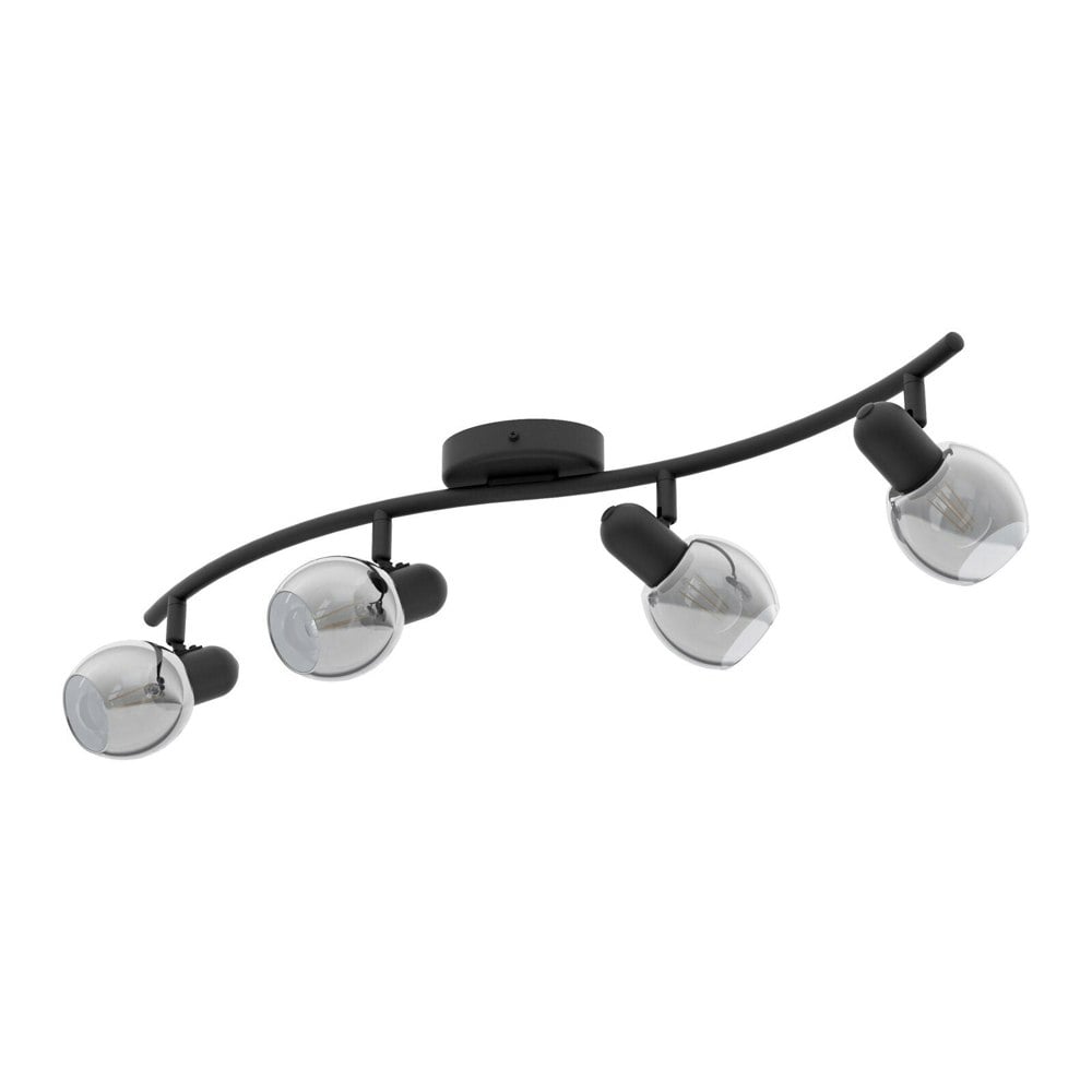Flush Ceiling Light Black Shade Black Transparent Glass Vaporized Bulb E14 4x28W Loops