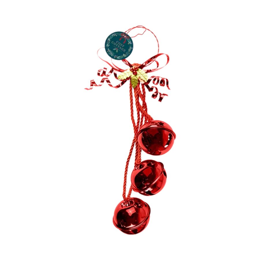 Garden Greatness Glittered Holly Red Hanging Bells