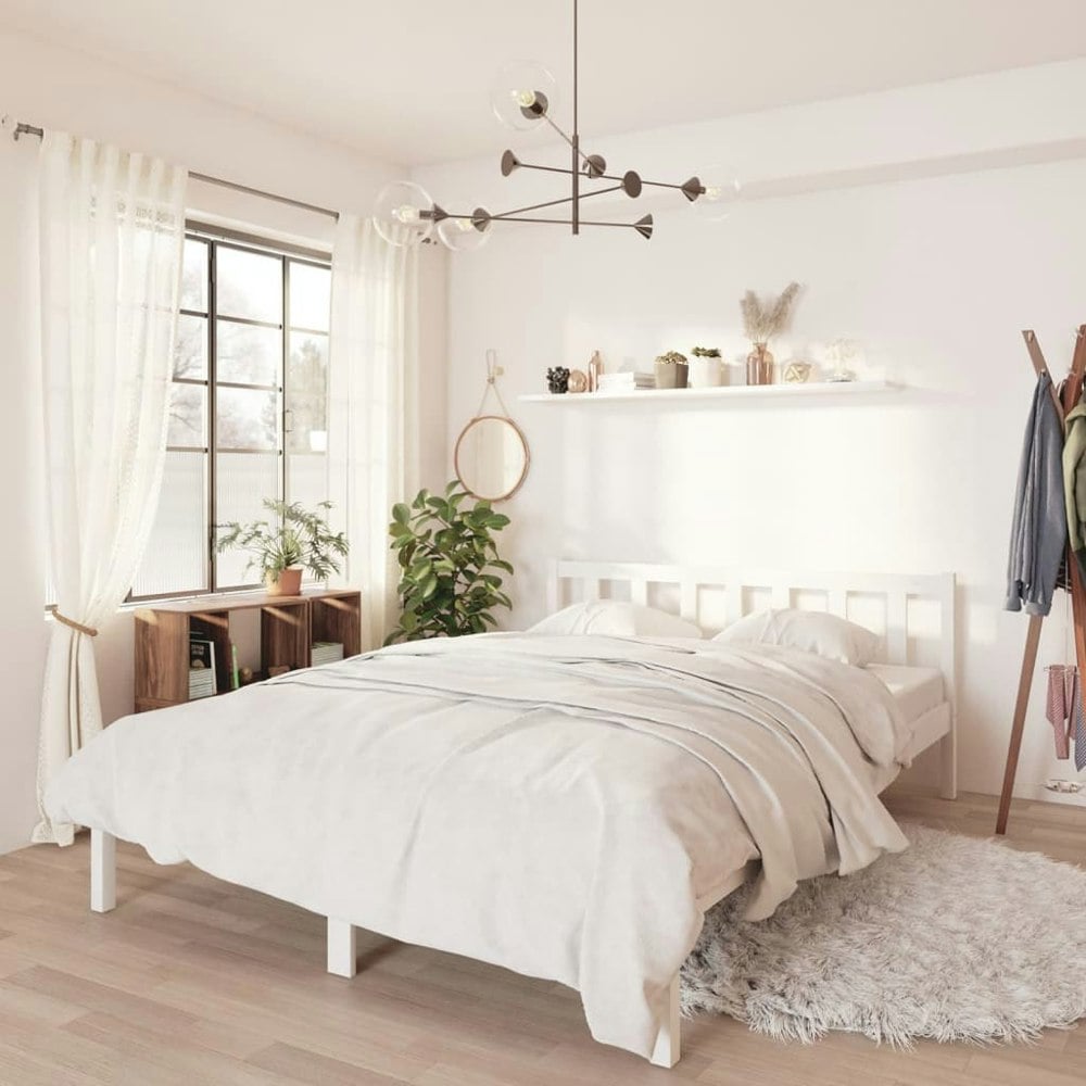 Berkfield Bed Frame White Solid Pinewood 160x200 cm