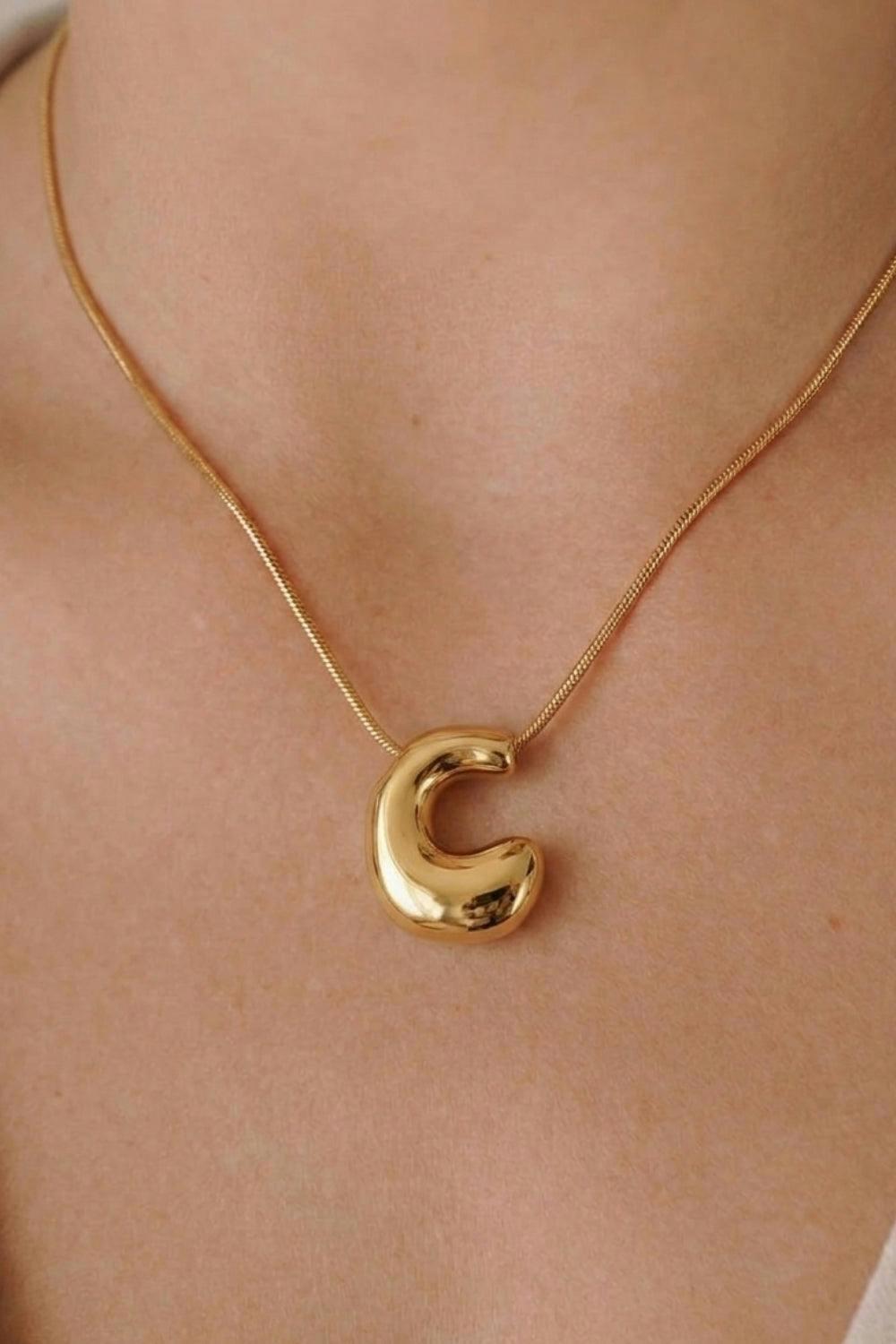 Serla Bubble Initial Gold Plated Necklace Letter C