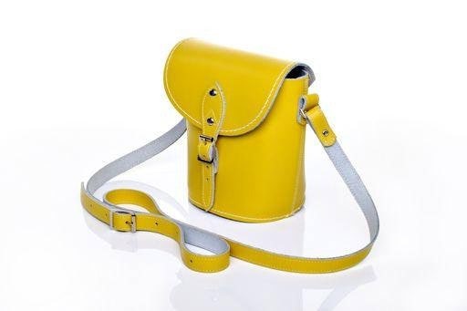 Zatchels Handmade Leather Barrel Bag - Pastel Daffodil Yellow