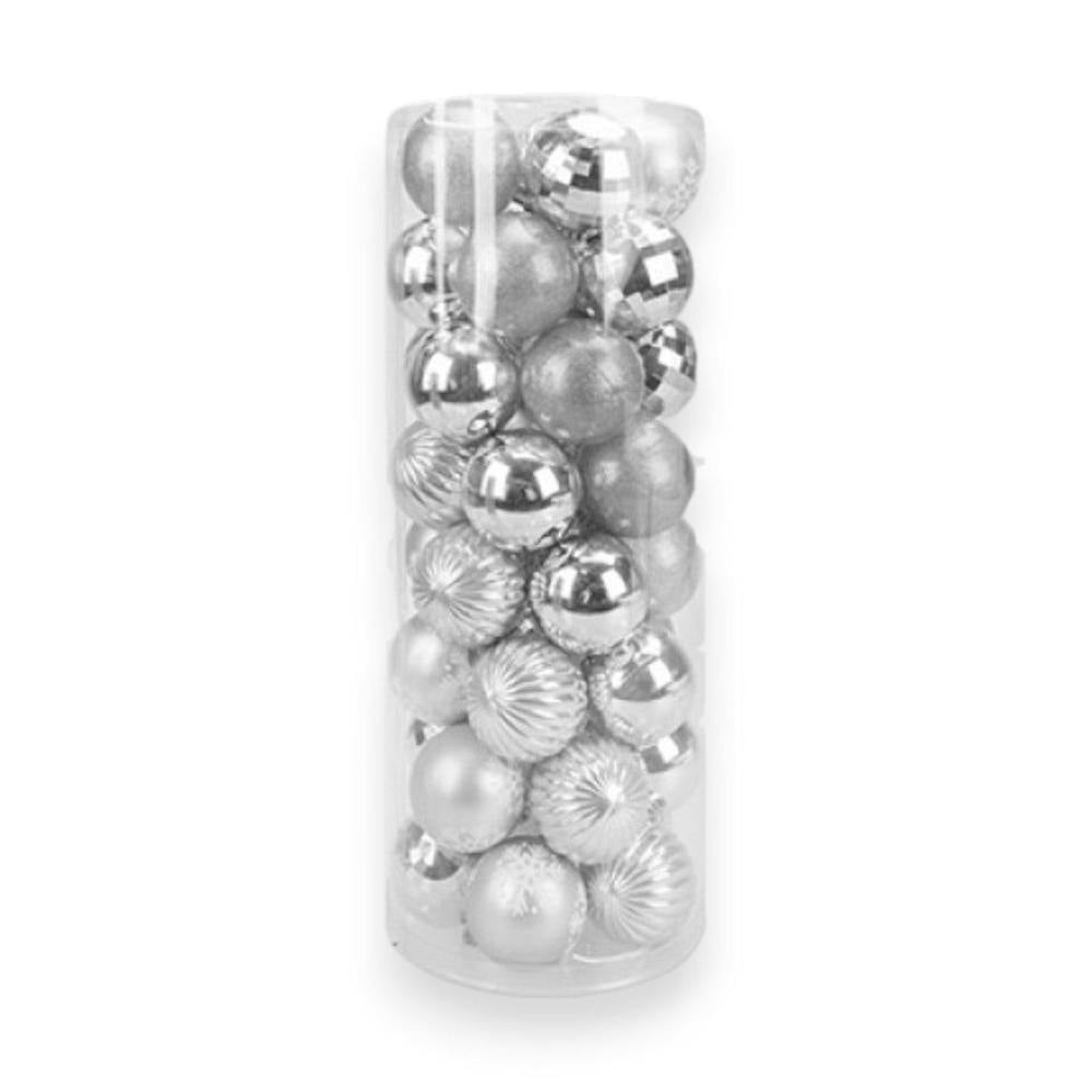 Garden Greatness 40 Pack Frosted Silver Christmas Baubles