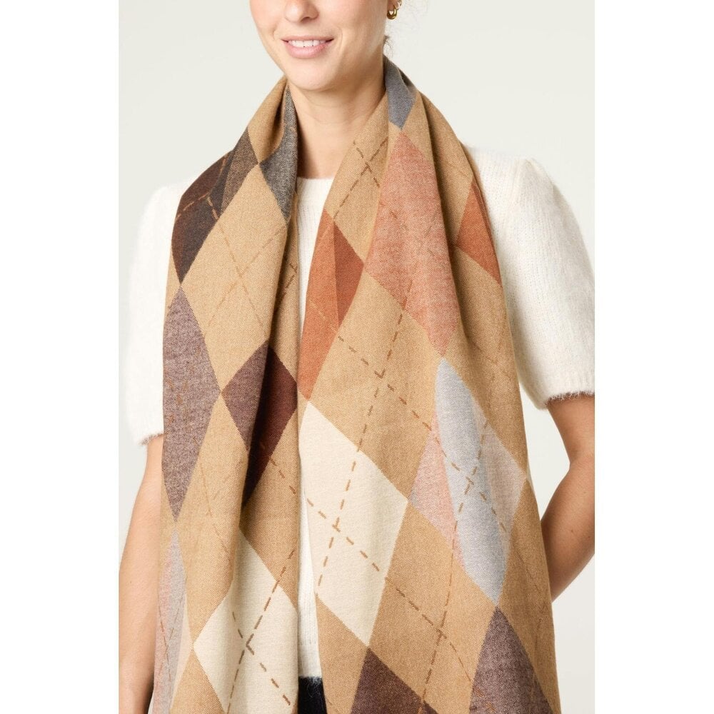Blue Vanilla Argyle Pattern Scarf