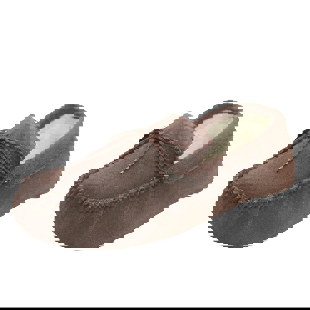 Eastern Counties Leather Unisex Wool-blend Soft Sole Moccasins - Chocolate