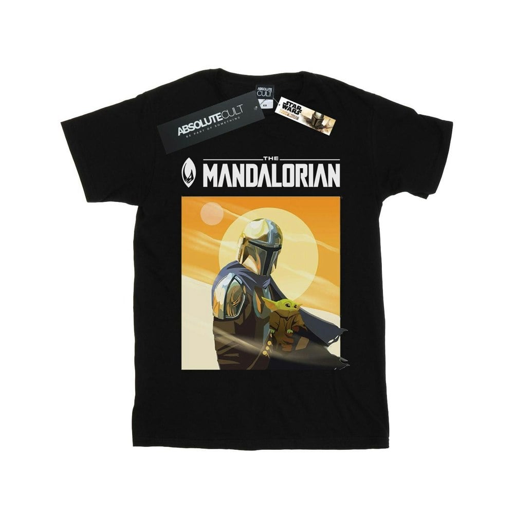 Star Wars Mens The Mandalorian The Child Two Moons T-Shirt - Black