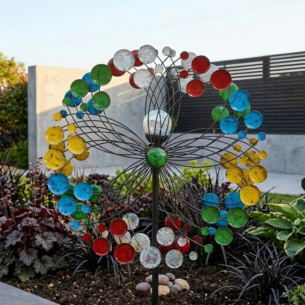 Garden Greatness Harlequin Solar Garden Illuminated Wind Spinner