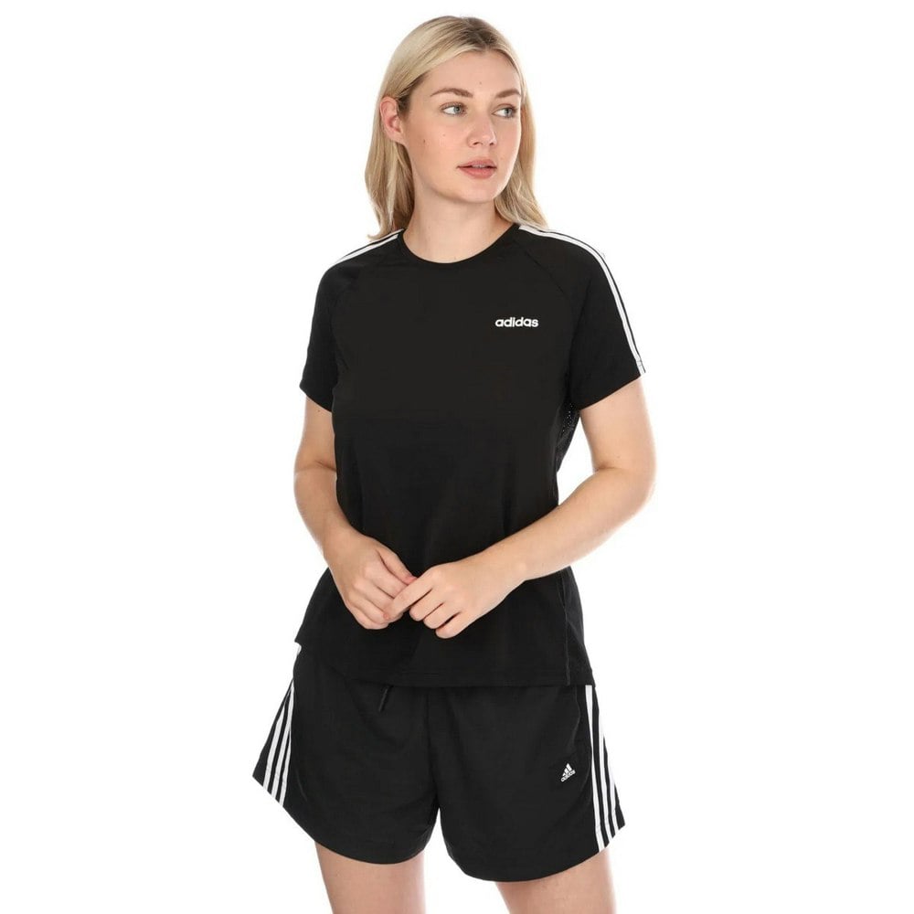 Adidas Womens Design 2 Move Move Stripes T-Shirt - Black