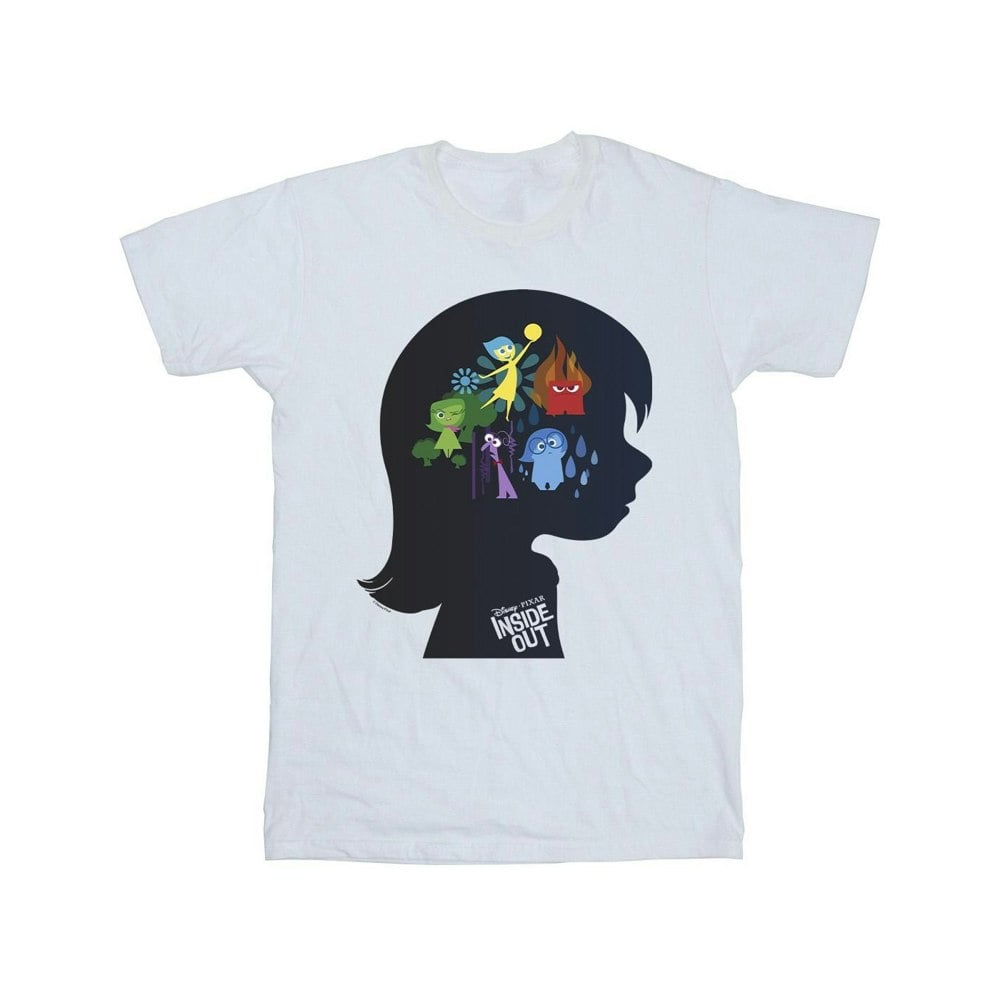 Disney Mens Inside Out Head Silhouette T-Shirt - White