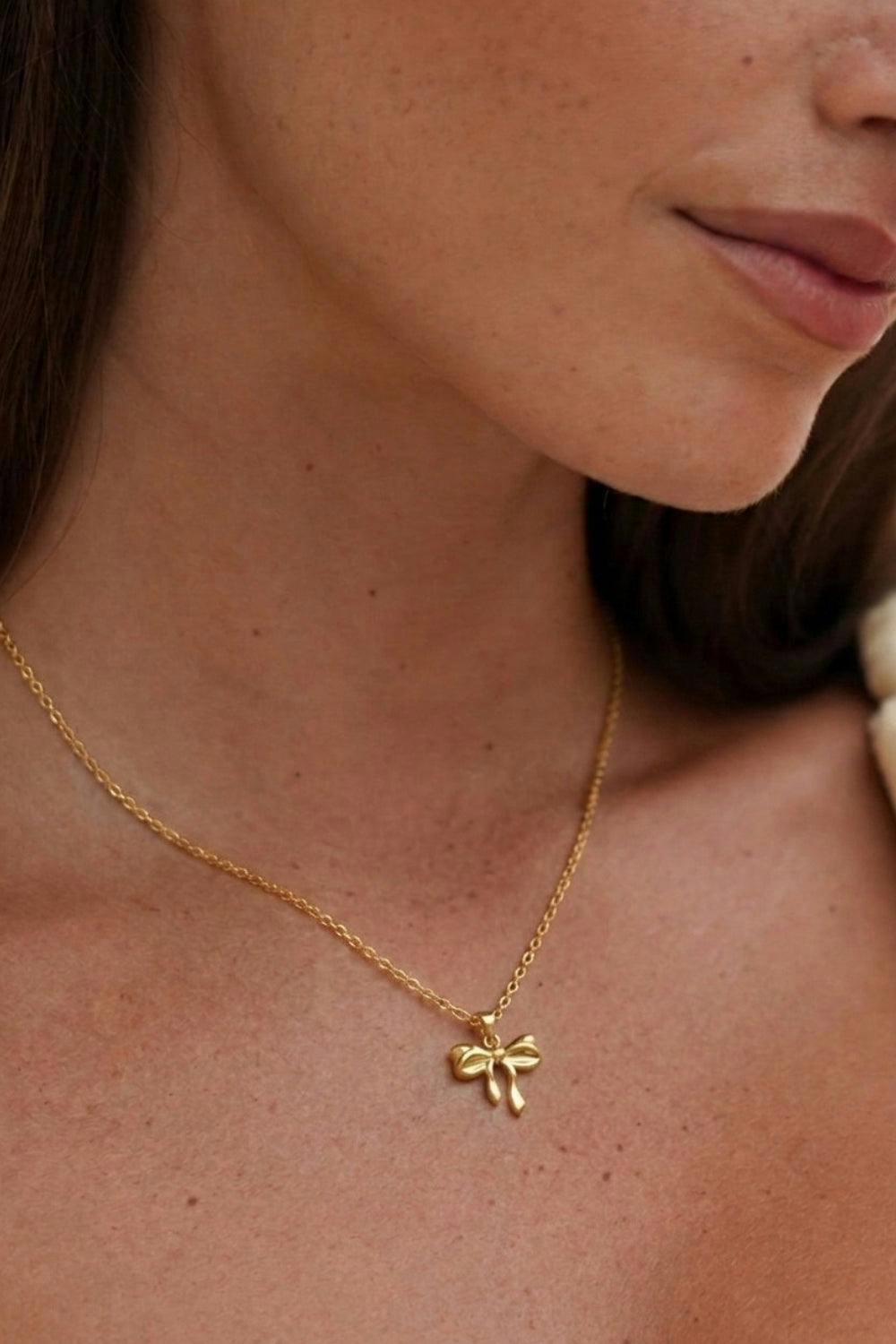 Serla Gold Plated Bow Necklace