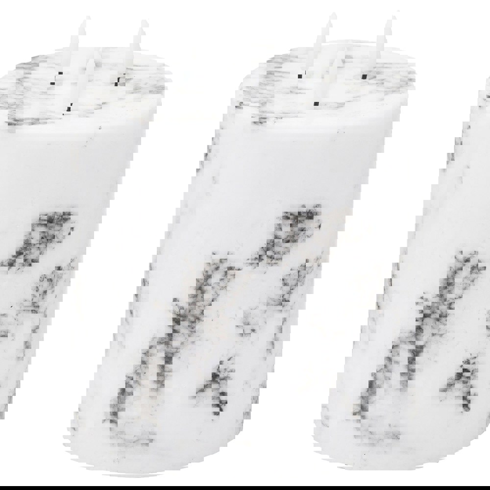 Hill Interiors Luxe Collection Marble Effect 3 Wick Electric Candle - White/Black
