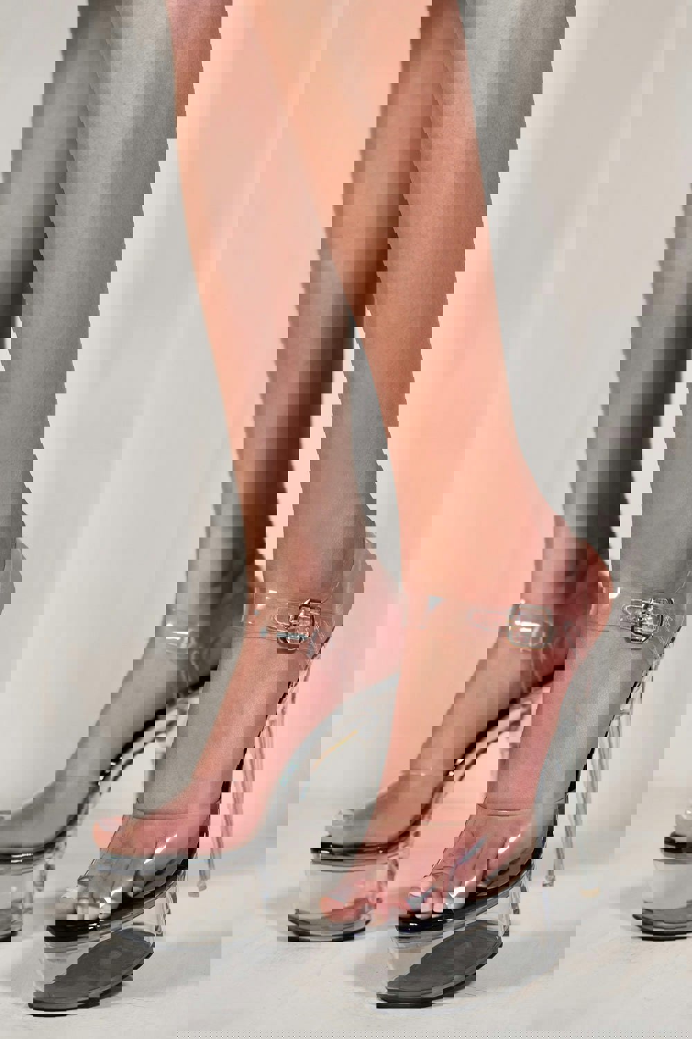 Where's That From Mara Chunky Clear Platform Stiletto High Heel in Black