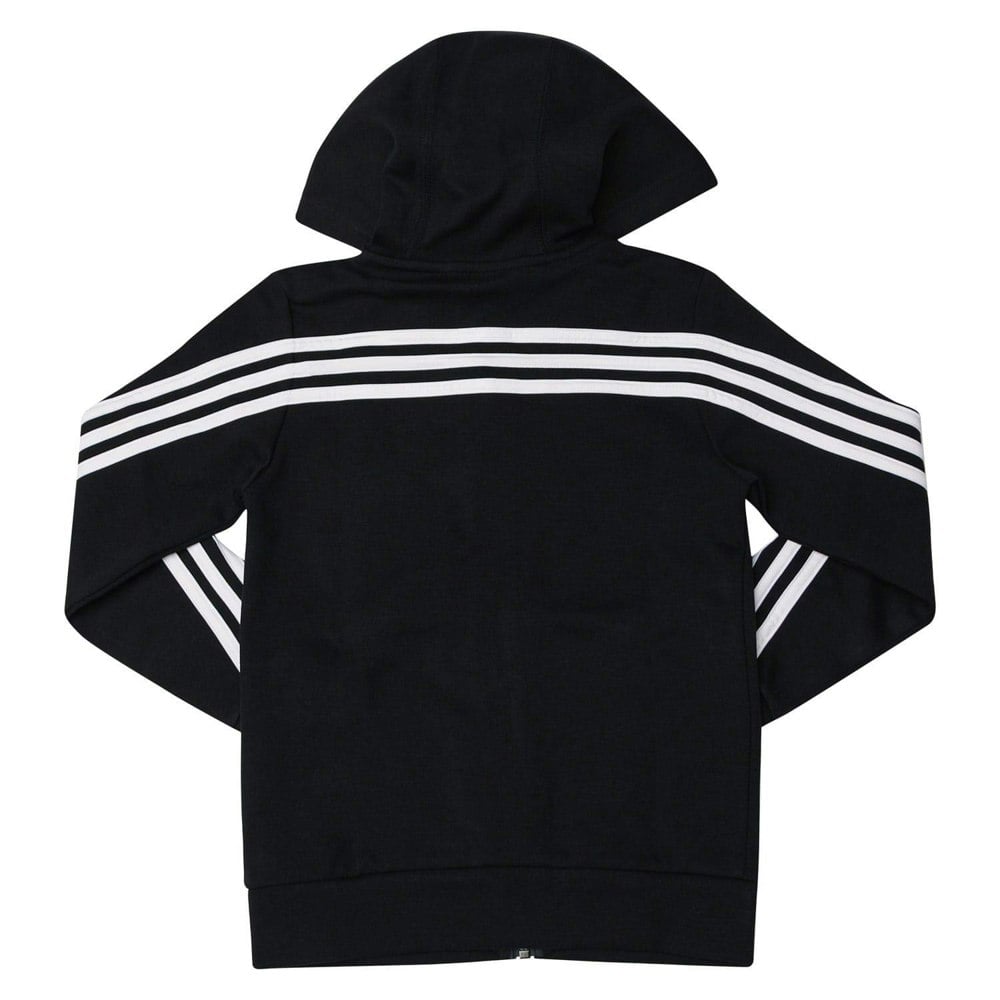 Adidas Childrens/Kids Striped Double Knit Full Zip Hoodie - Black/White