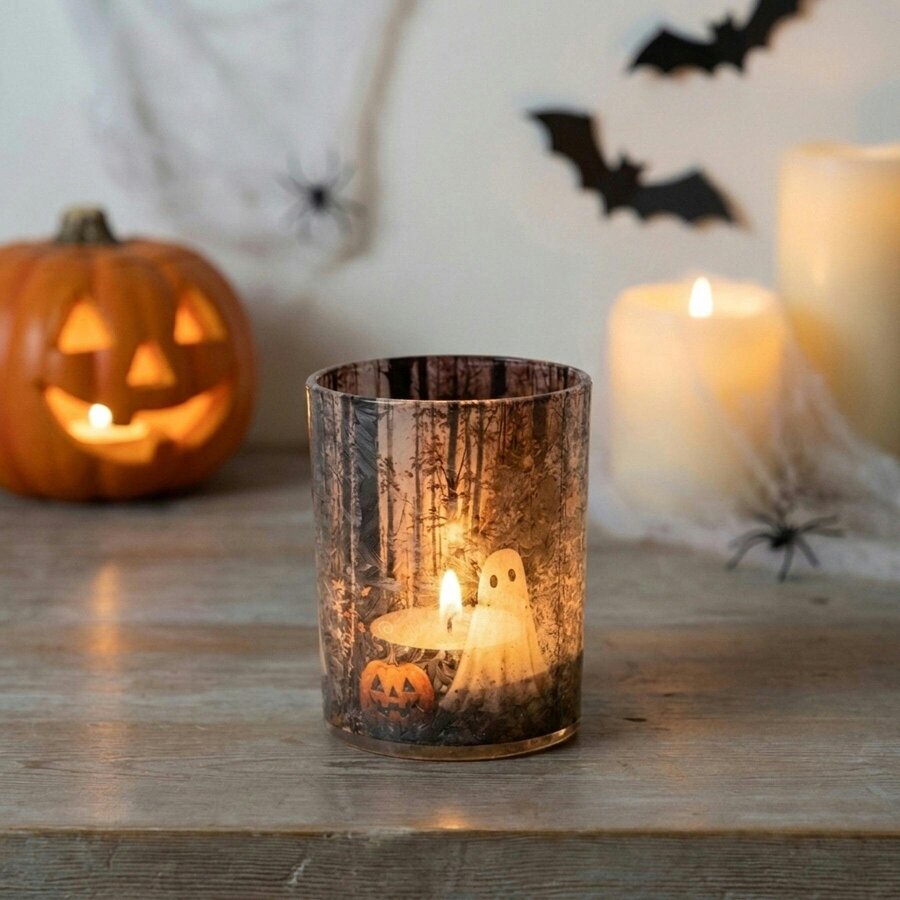 Garden Greatness Spooky Halloween Glass Candle Holder