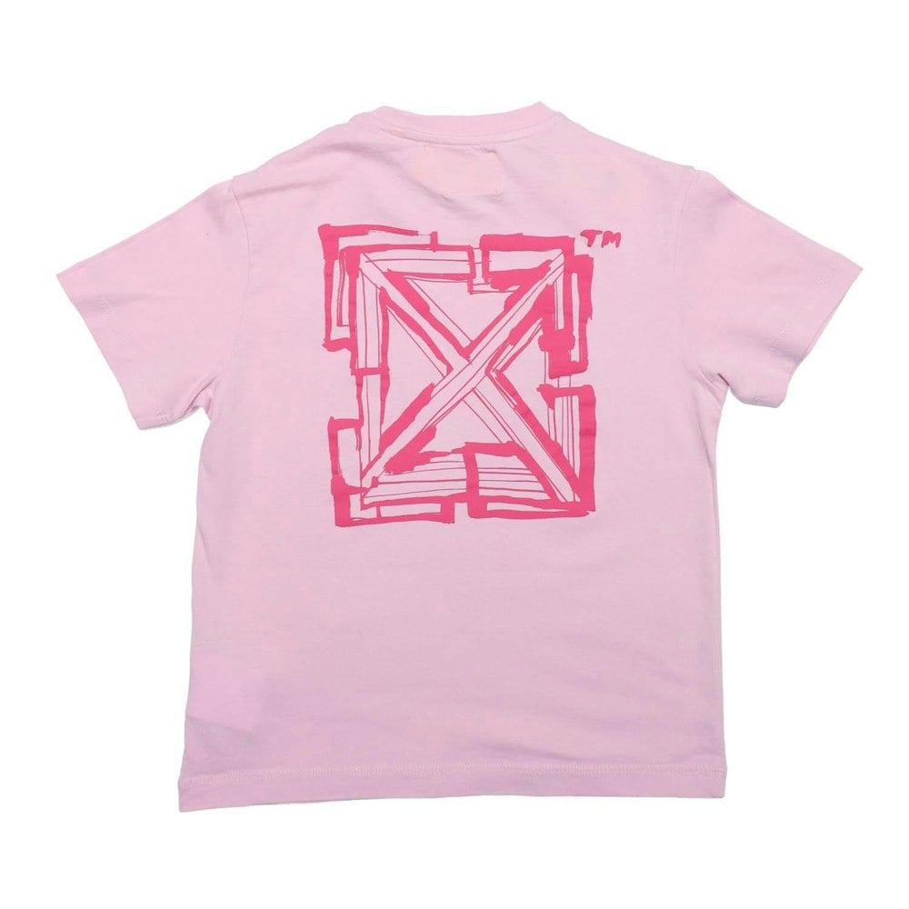 Off White Childrens/Kids Script T-Shirt - Pink