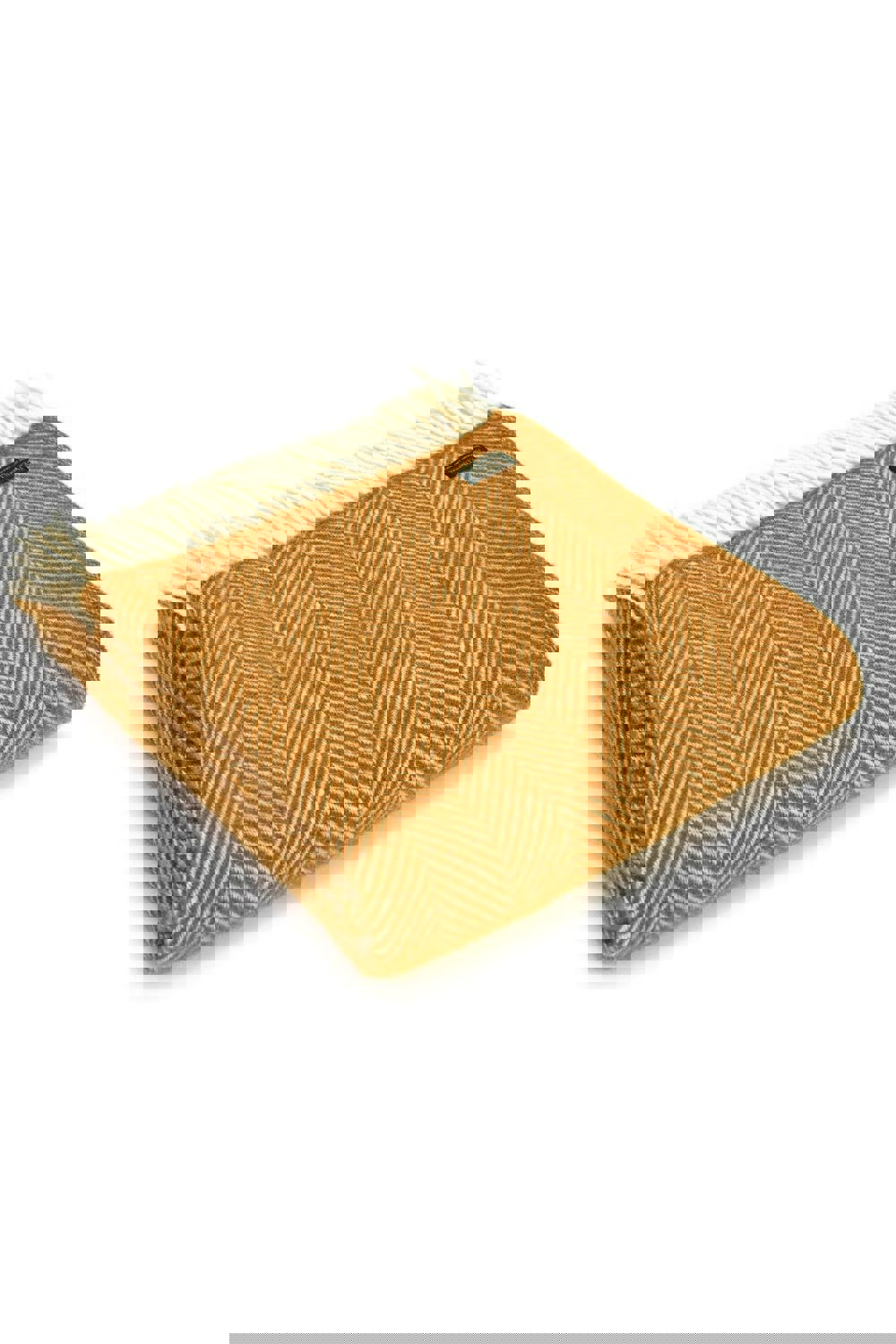 HomeSpace Direct Fishbone Mustard Wool Throw