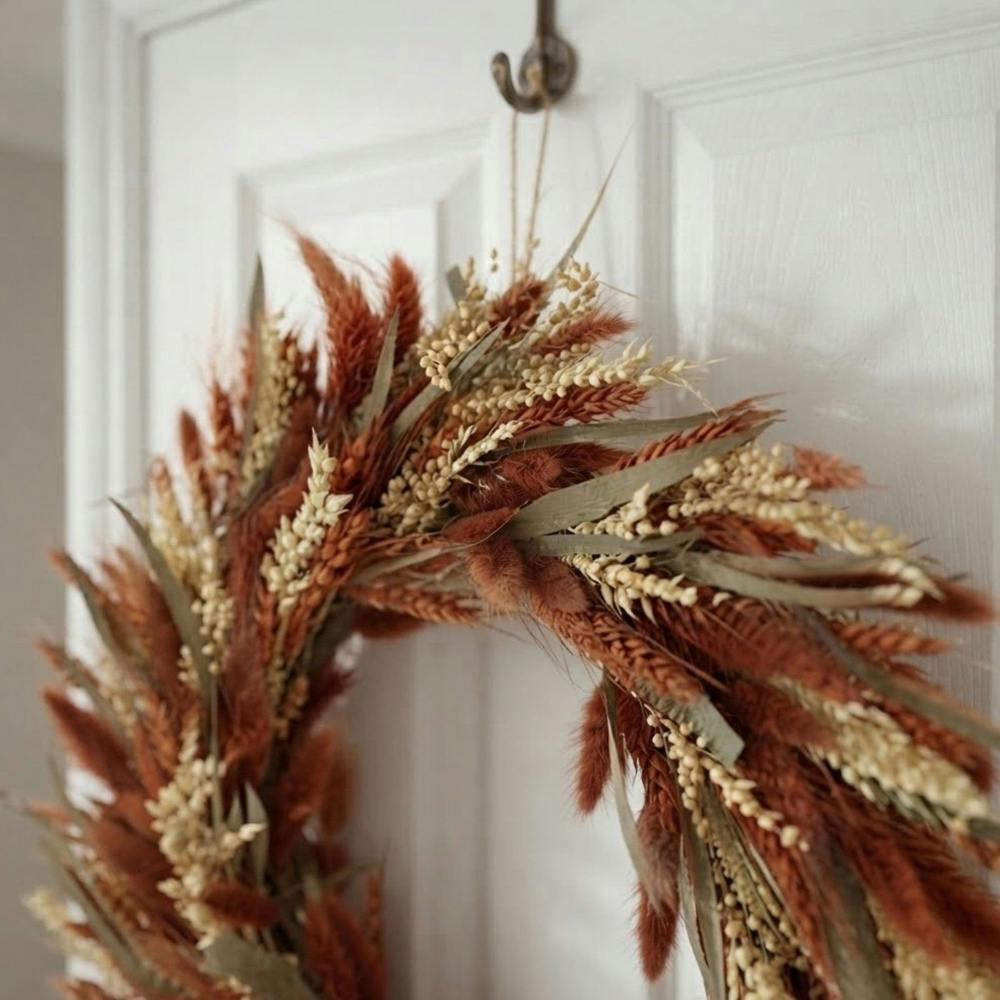 Garden Greatness Autumnal Dried Auburn Wheat Grass Wreath