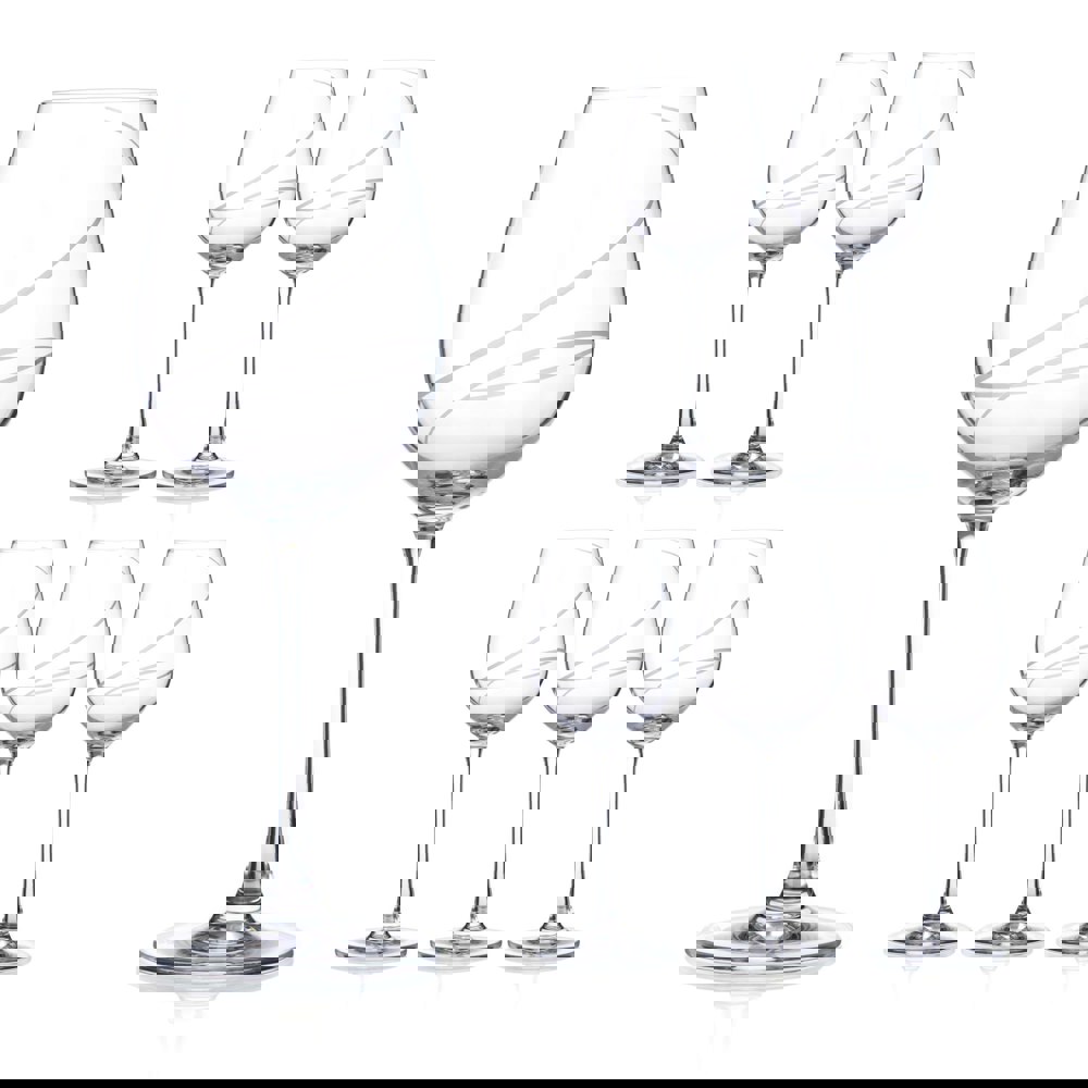 Diamante White Wine Glasses 'Arctic' Cut Design - Set of 6