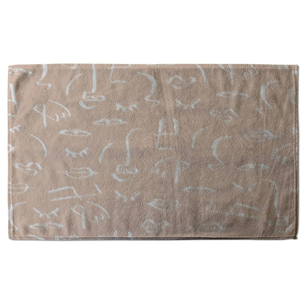 Benjamin Tate Design line drawing abstract faces (Bath Towel)